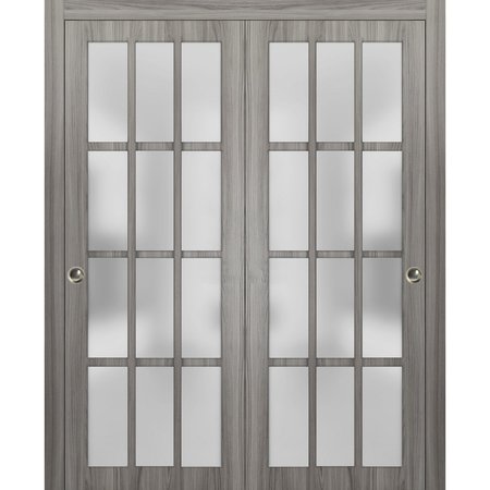 SARTODOORS Closet Bypass Interior Door, 36" x 84", Gray FELICIA3312DBD-GA-3684